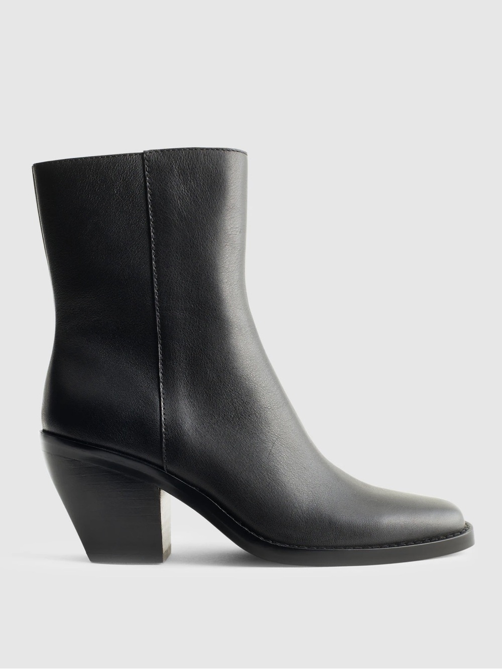 Madewell Black Leather Idris Side-Zip Ankle Boot